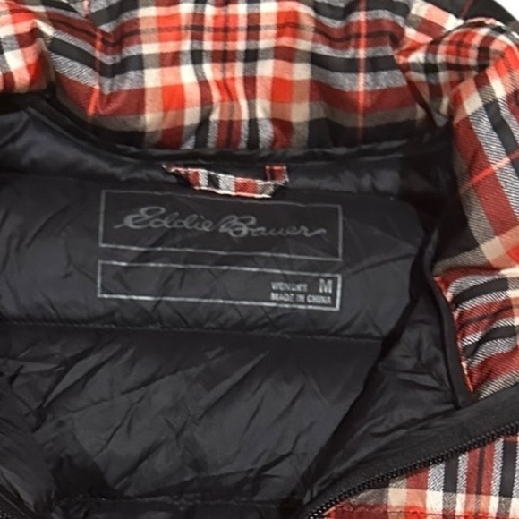 Eddie Bauer CirrusLite Down Jacket Womens Medium Red Black Plaid Puffer 650 Fill - Picture 8 of 12